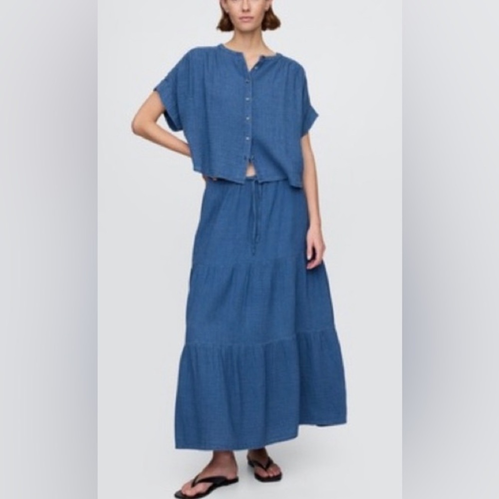 GAP NWT Cotton Gauze Tiered maxi skirt W14-17” s17